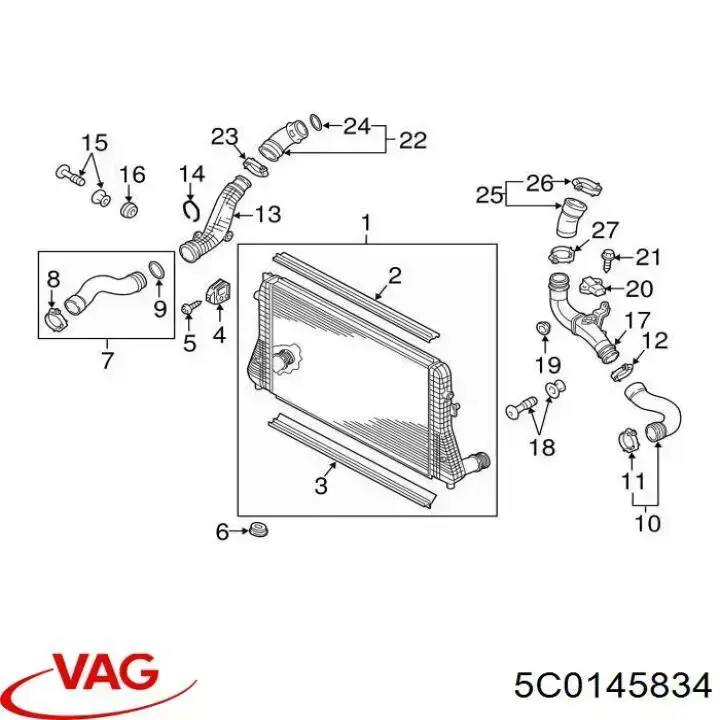 Шланг/патрубок интеркуллера VAG 5C0145834 цена, от 20.27 USD