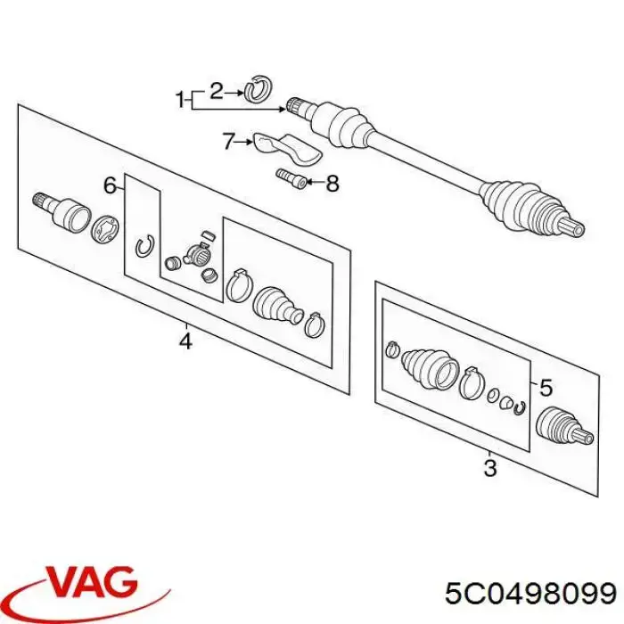5C0498099 VAG junta homocinética externa dianteira