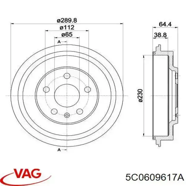 Тормозной барабан 5C0609617A VAG