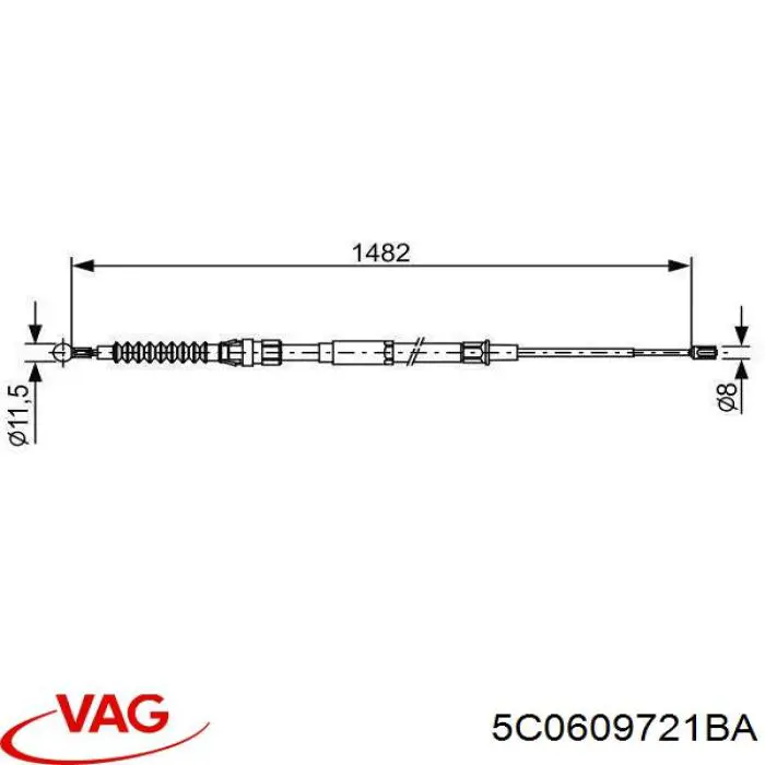 5C0609721AD VAG cabo do freio de estacionamento traseiro esquerdo