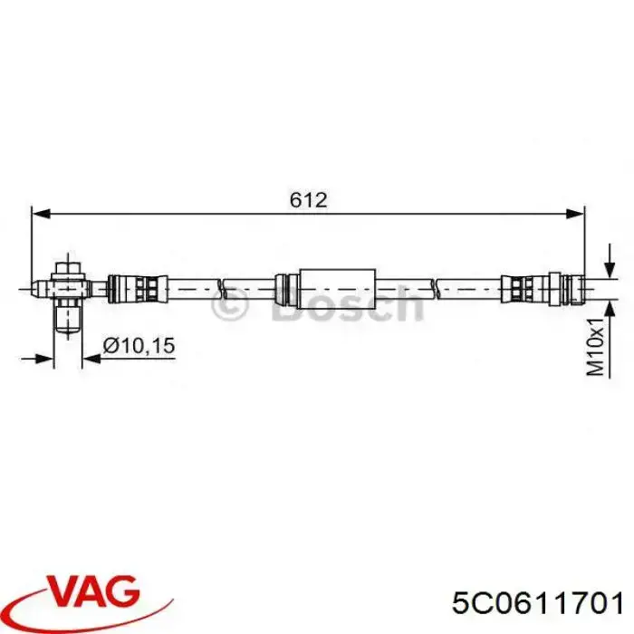 5C0611701 VAG шланг тормозной передний