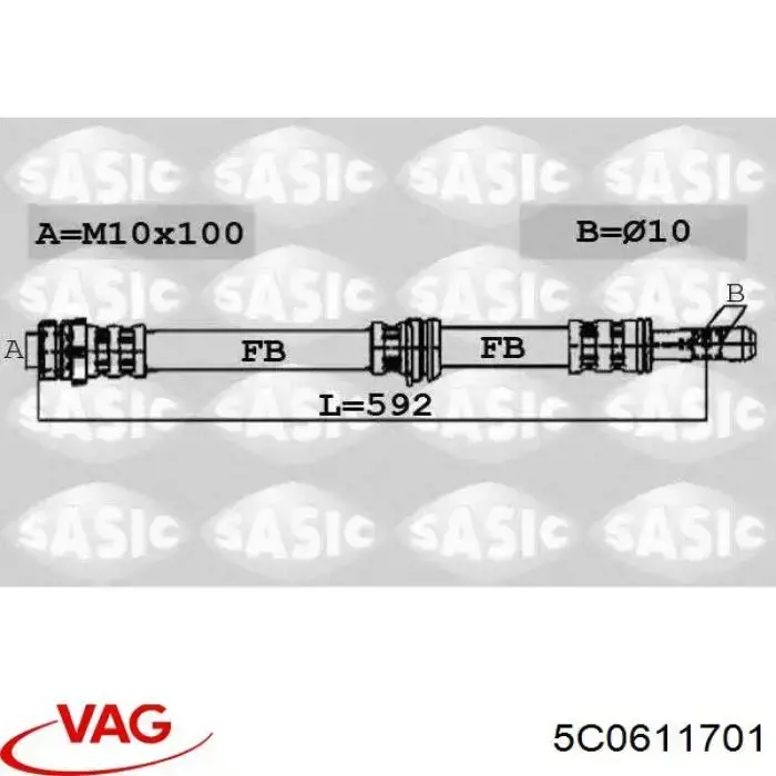 Шланг гальмівний передній 5C0611701 VAG