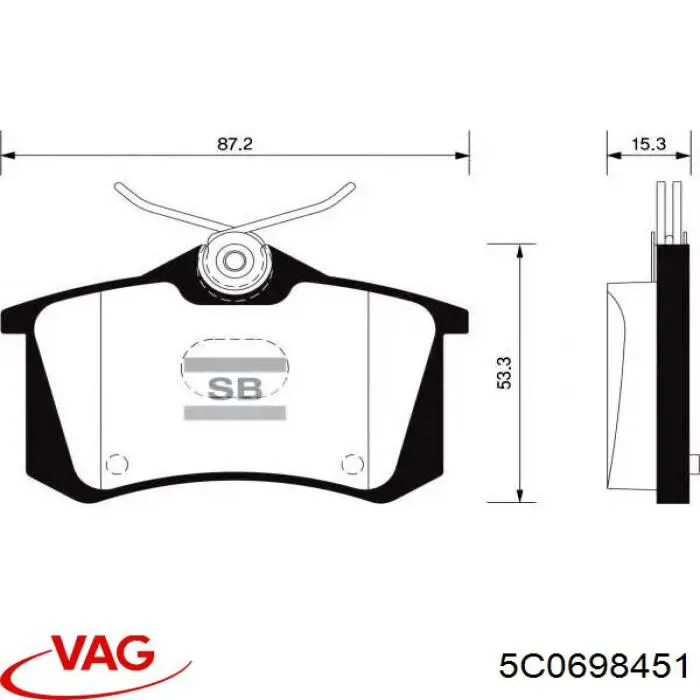 Купить 5C0698451 VAG Колодки тормозные задние, дисковые