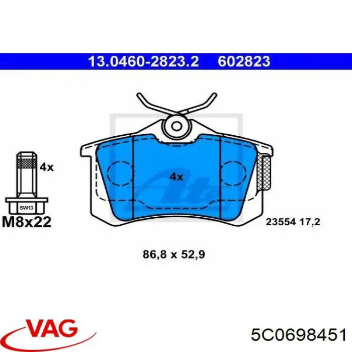 Колодки дисковые  VAG 5C0698451 цена, от 15.71 USD