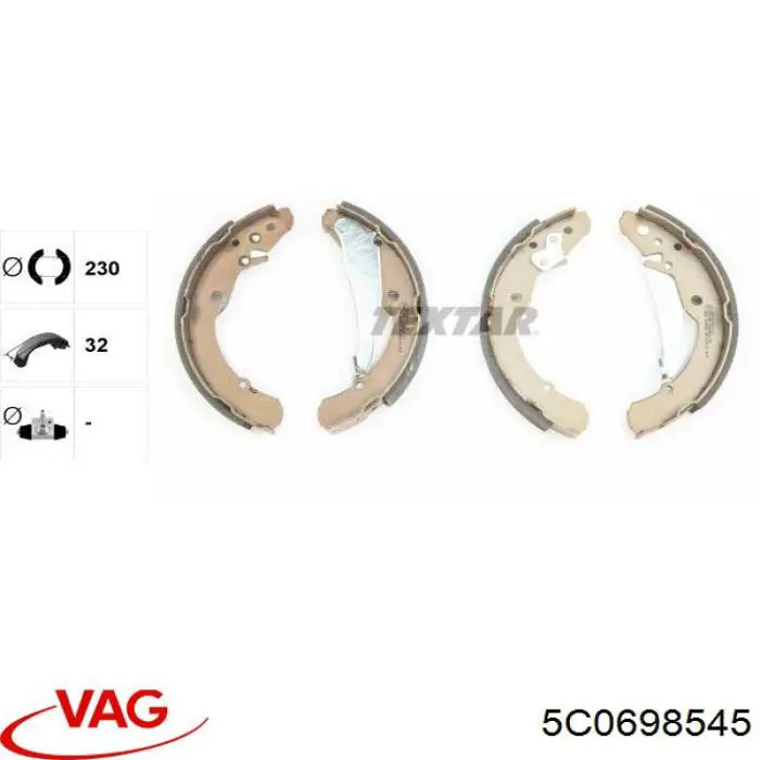 Купить 5C0698545 VAG Задние барабанные тормозные колодки