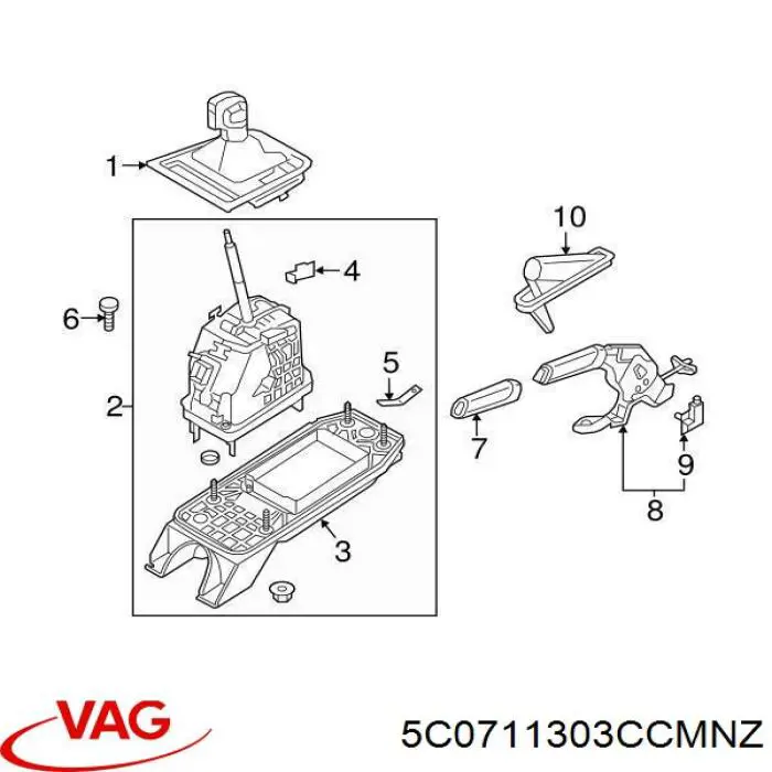 5C0711303CCMNZ VAG Привод стояночного тормоза (управление ручным тормозом)