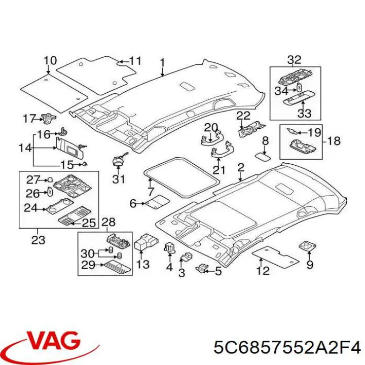 Козырек солнцезащитный 5C6857552A2F4 VAG