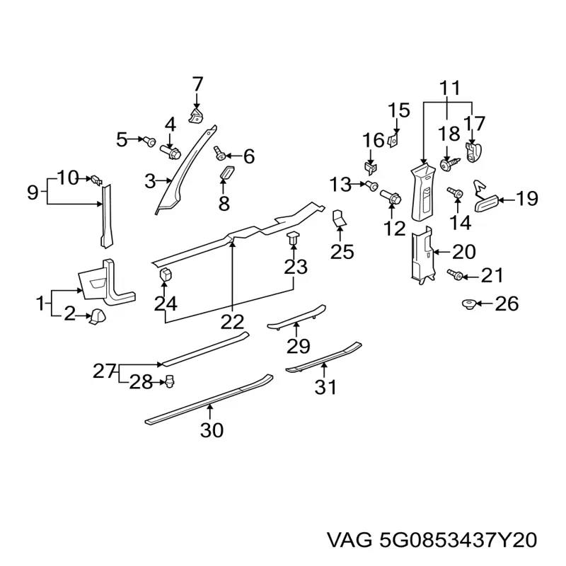 Заглушка пола VAG 3C0853437CY20 цена, от 5.93 USD