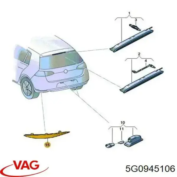 5G0945106 VAG Правый катафот бампера