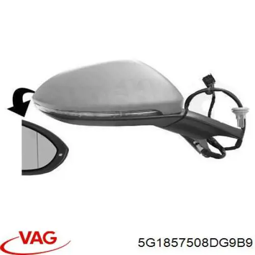 Купить 5G1857508DG9B9 VAG Боковое зеркало заднего вида правое