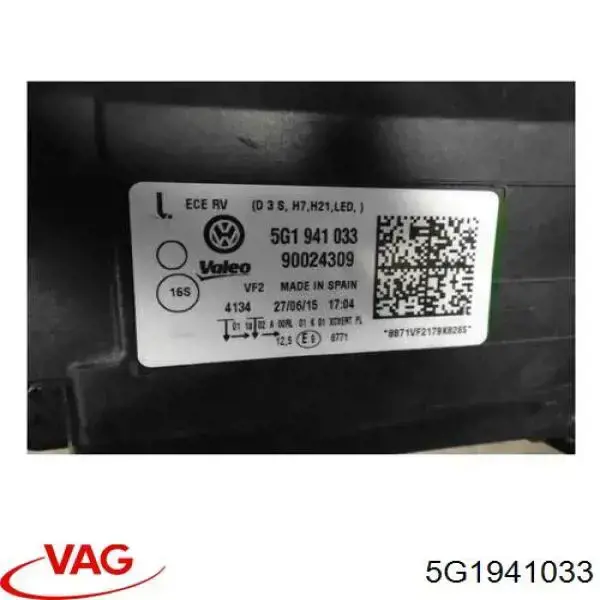 Фара левая VAG 5G1941033 цена, от 447.88 USD