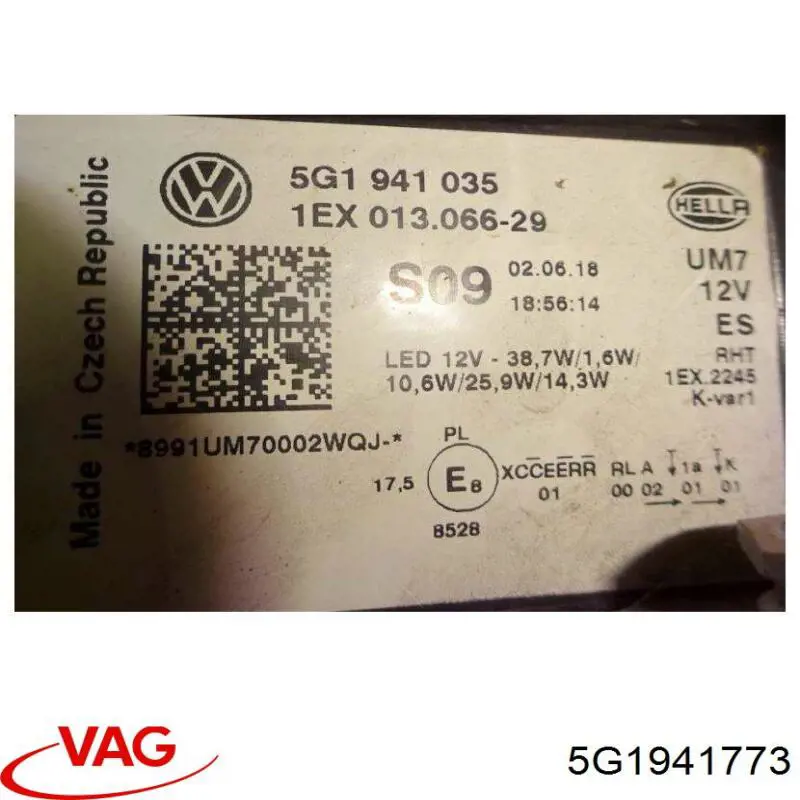Фара левая VAG 5G1941773 цена, от 567.55 USD