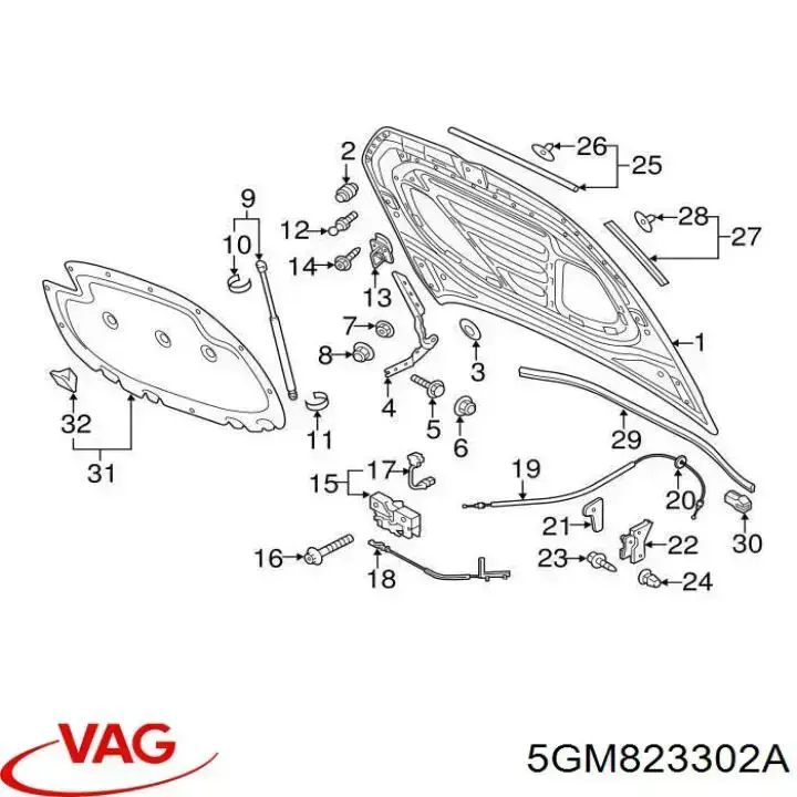 Петля капота, правая VAG 5GM823302A цена, от 54.84 USD