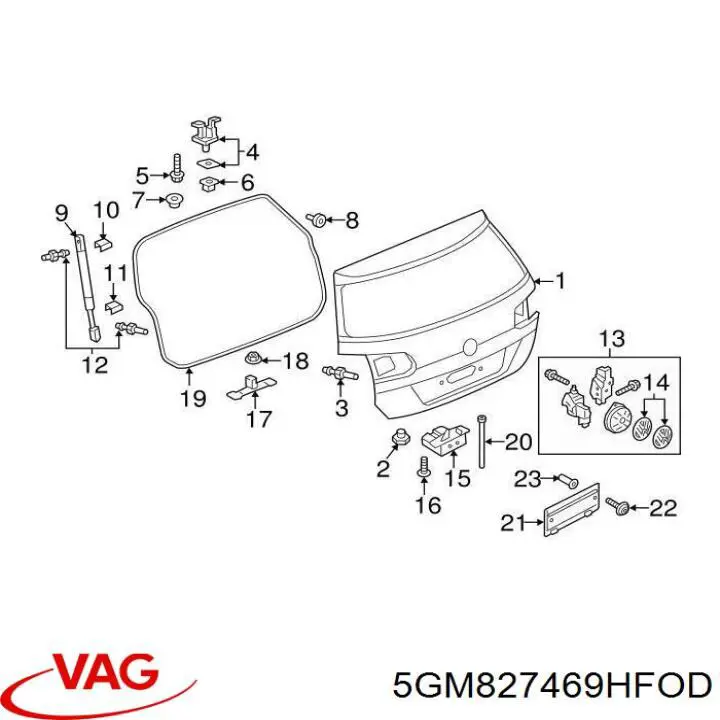5GM827469H VAG Кнопка привода замка крышки багажника (двери 3/5-й (ляды)