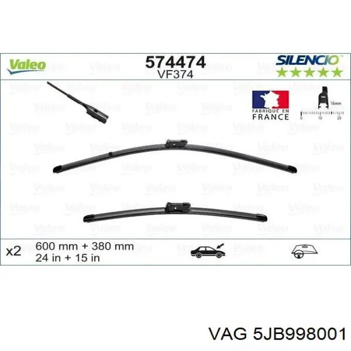 Стеклоочистители лобового стекла VAG 5JB998001
