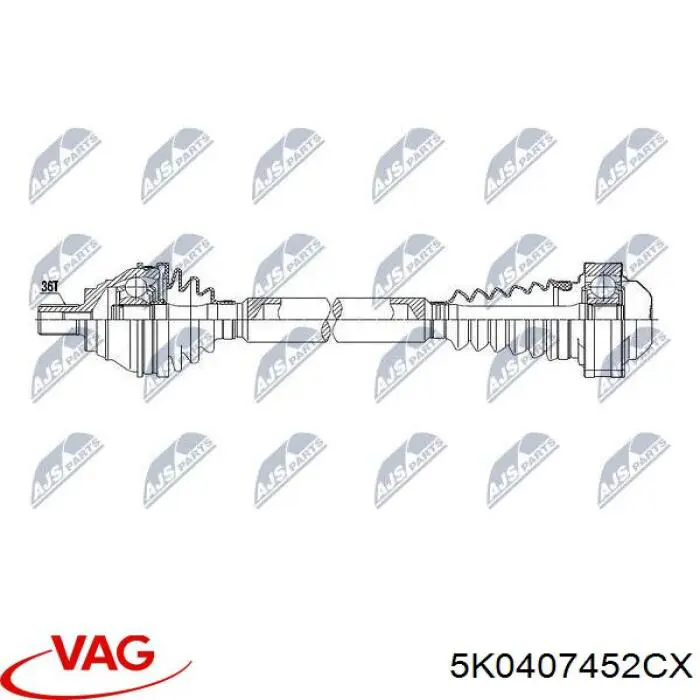 Привод передний правый VAG 5K0407452CX цена, от 76.24 USD