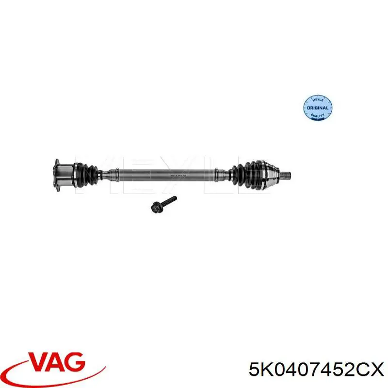 5K0407452CX VAG Полуось передняя, правая