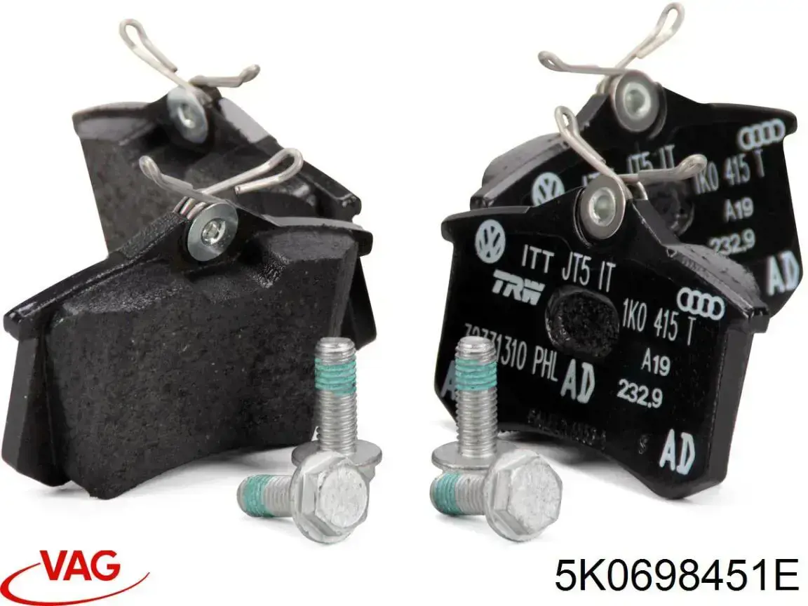 Купить 5K0698451E VAG Колодки тормозные задние, дисковые