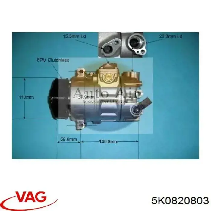Компрессор системы кондиционирования VAG 5K0820803 цена, от 129.80 USD