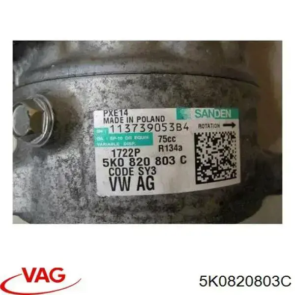 Компрессор кондиционера 5K0820803C VAG
