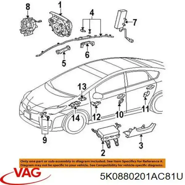 Airbag в мультируль VAG 5K0880201AC81U цена, от 38.01 USD