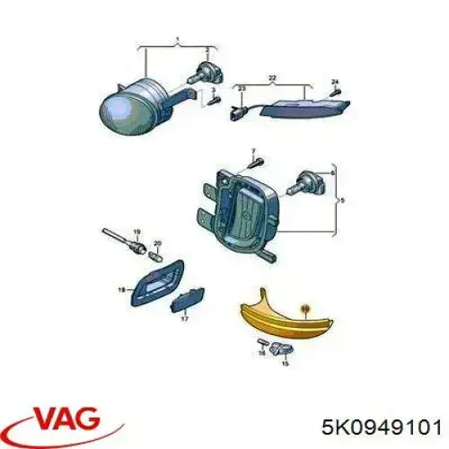 Купить 5K0949101 VAG Указатель поворота зеркала левый