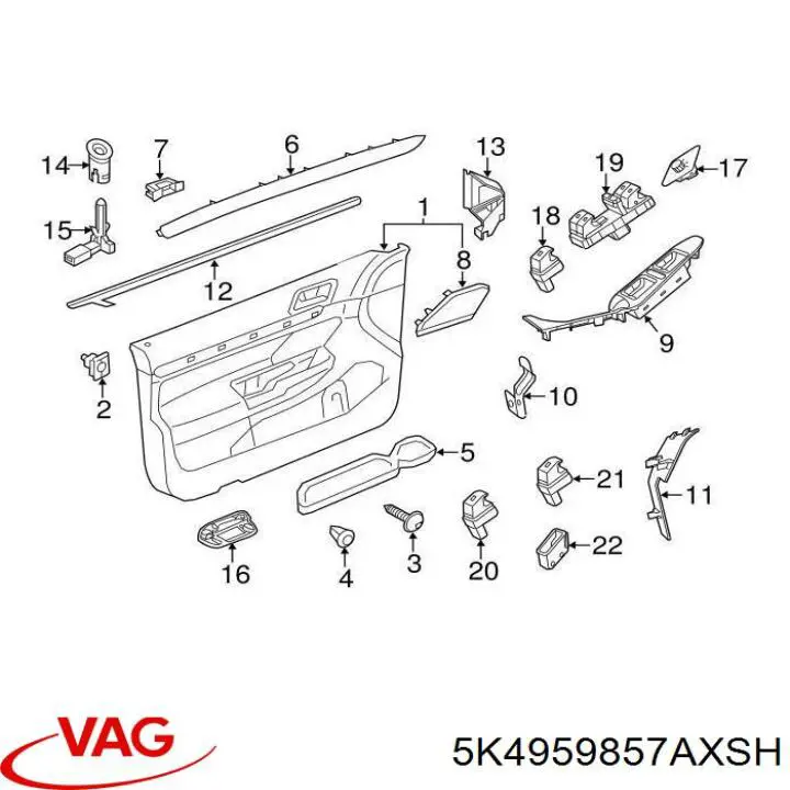 Кнопки переднего левого стеклоподъемника VAG 5K4959857AXSH