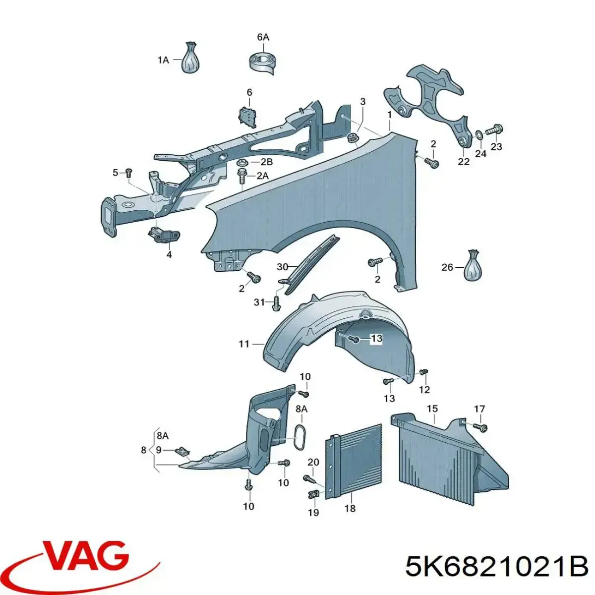 Крыло левое VAG 5K6821021B