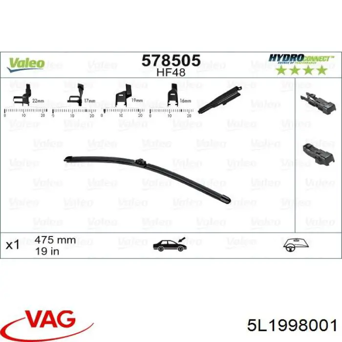 Купить 5L1998001 VAG Бесконтактные дворники