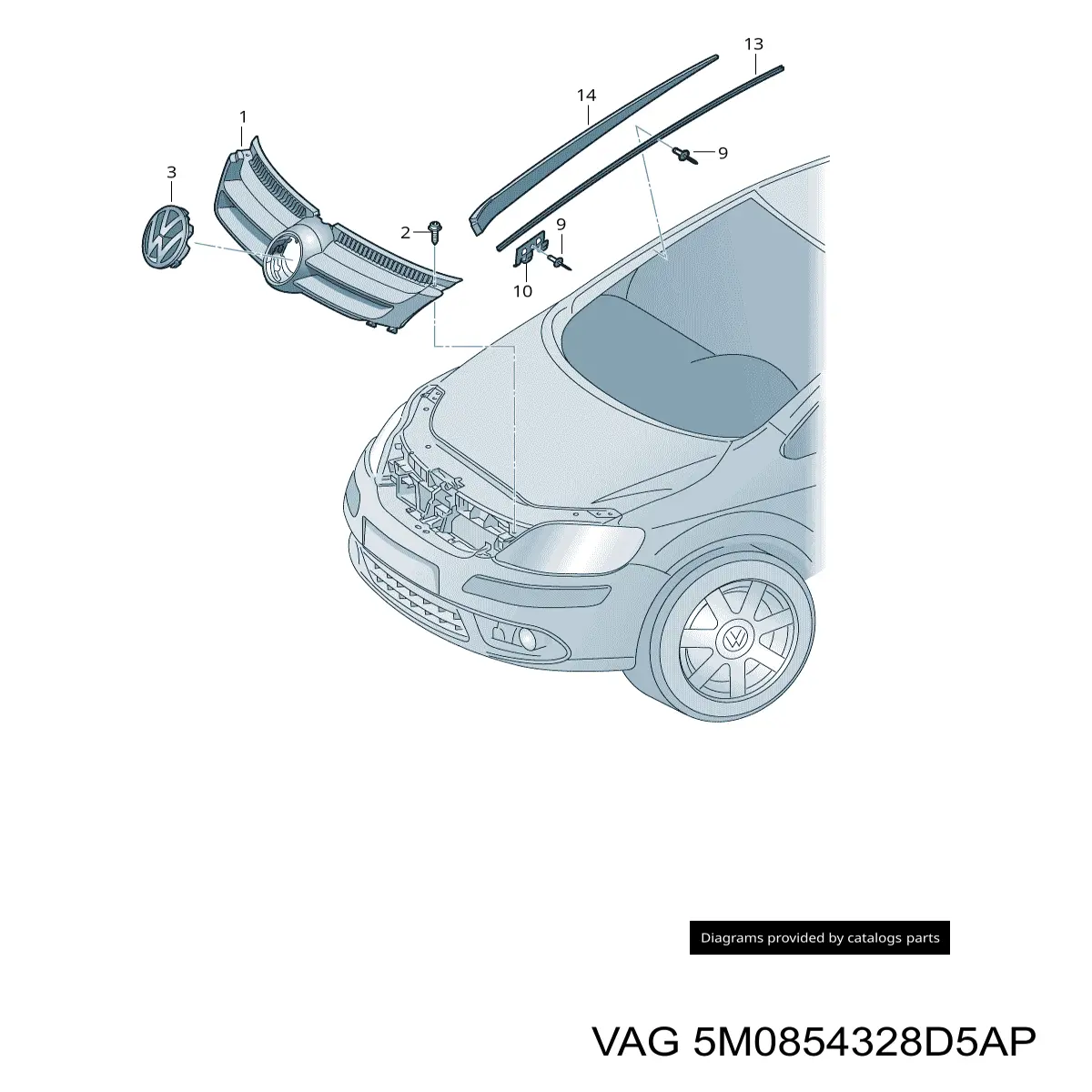 Молдинг ветрового стекла правый VAG 5M0854328D5AP цена, от  
