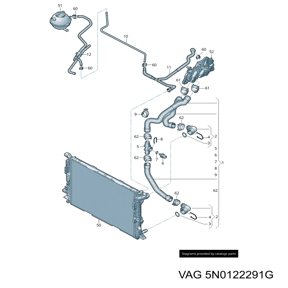 Быстросъемная муфта шланга радиатора охлаждения VAG 5N0122291G цена, от 12.21 USD