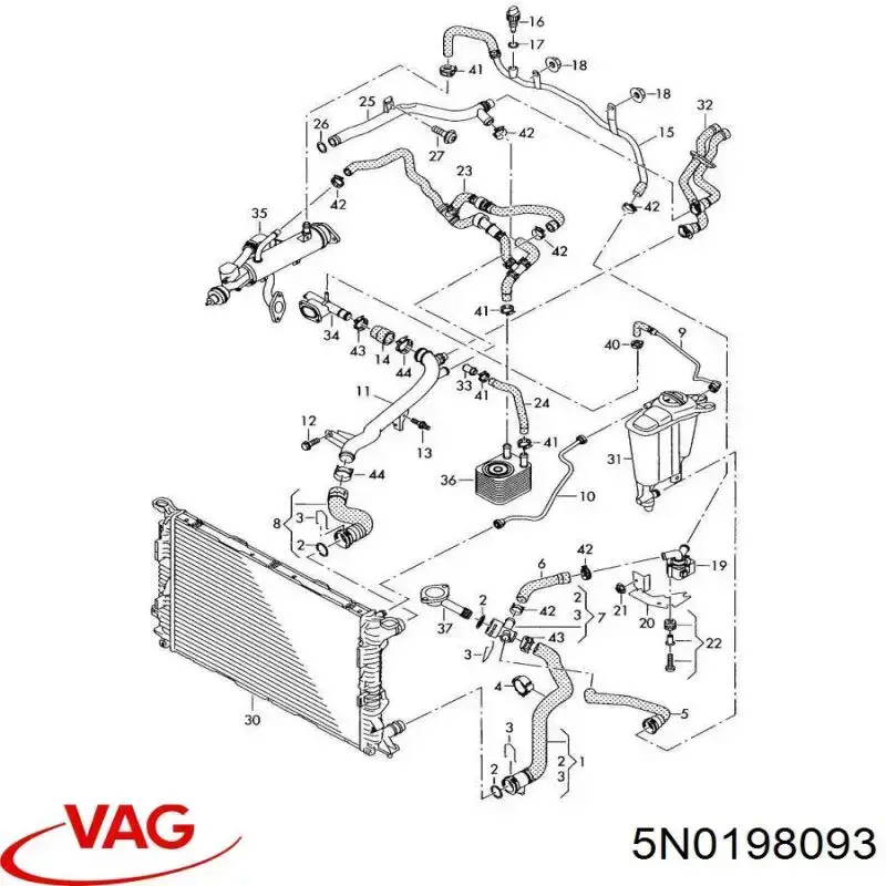 5N0198093 VAG помпа водяная (насос охлаждения, дополнительный электрический)