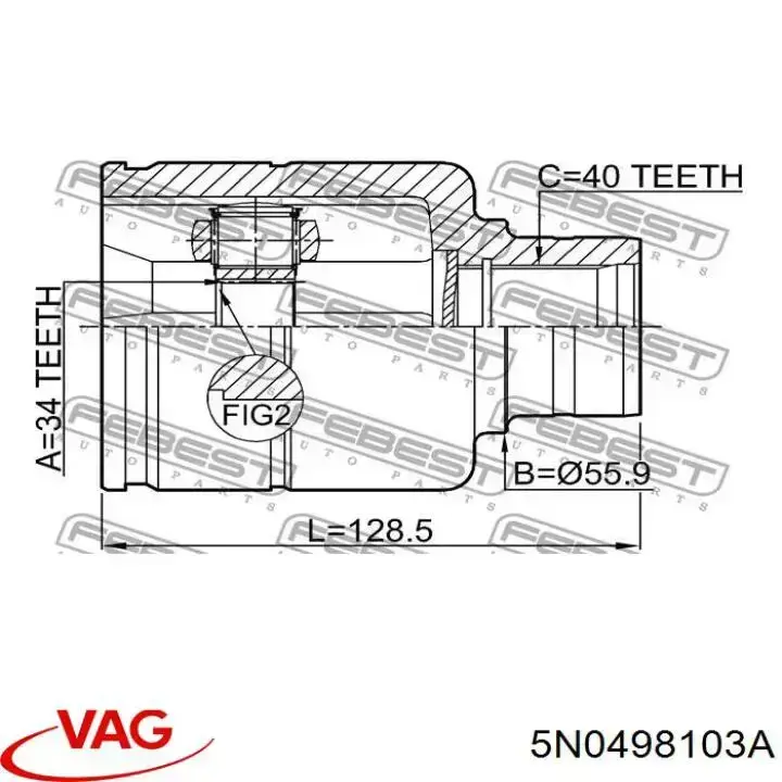 Купить 5N0498103A VAG Шарнир угловых скоростей передний правый