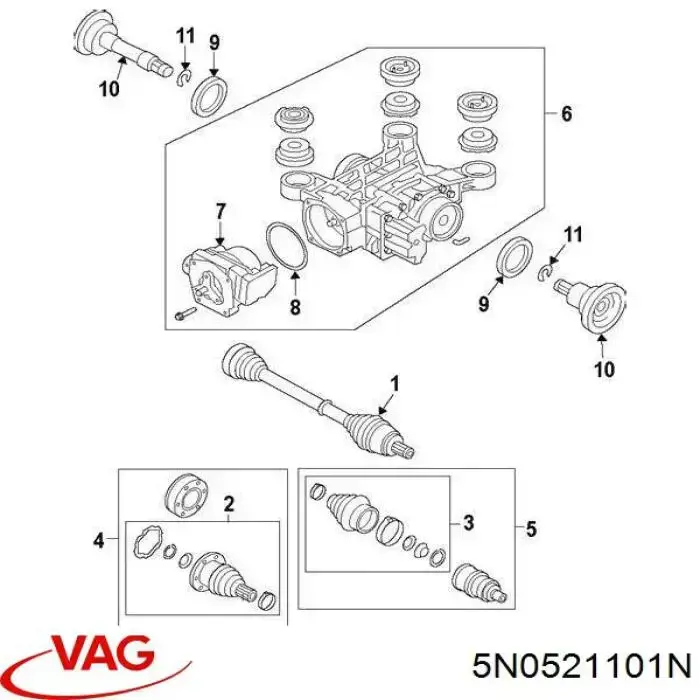 Подвесной подшипник карданного вала 5N0521101N VAG