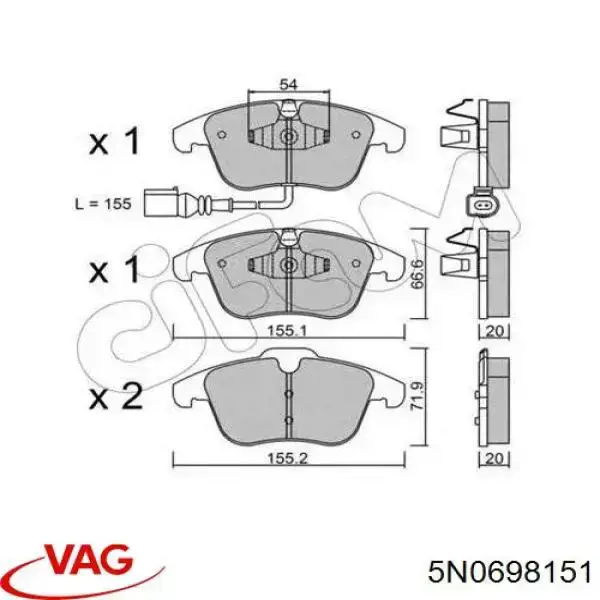Тормозные колодки VAG 5N0698151