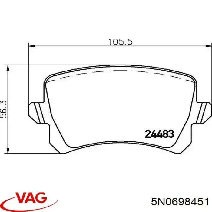 Задние тормозные колодки 5N0698451 VAG