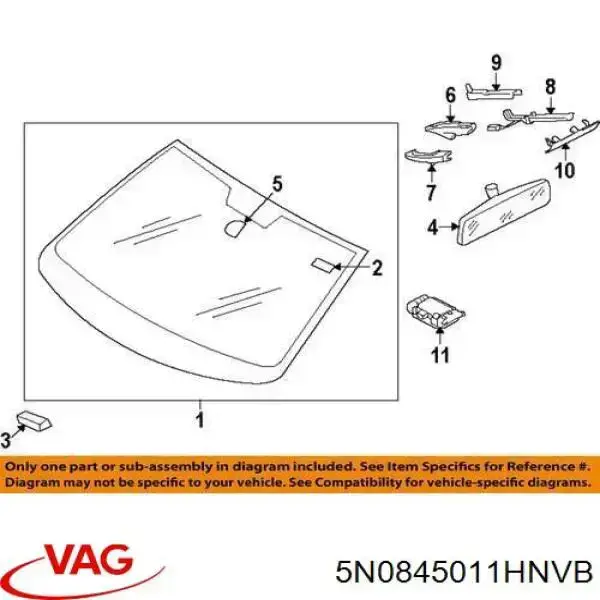 Стекло лобовое VAG 5N0845011HNVB цена, от 79.55 USD