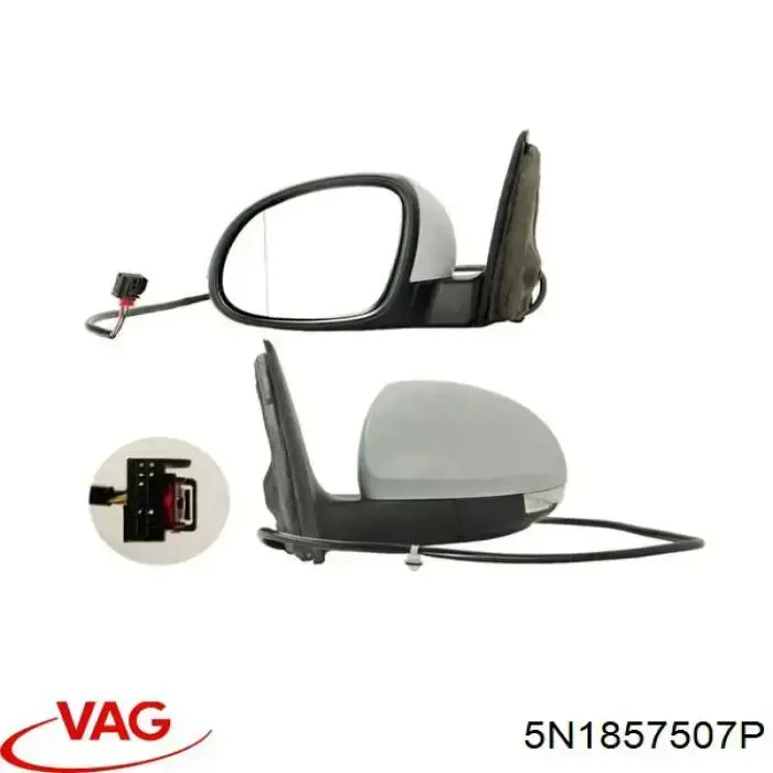 Левое боковое зеркало 5N1857507S9B9 VAG