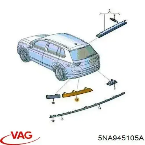 5NA945105C VAG катафот (отражатель заднего бампера левый)