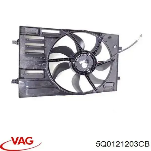 5Q0121203CB VAG диффузор радиатора охлаждения, в сборе с мотором и крыльчаткой