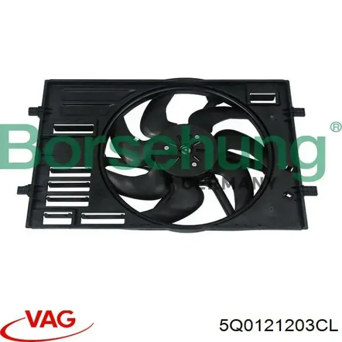 5Q0121203CL VAG диффузор радиатора охлаждения, в сборе с мотором и крыльчаткой