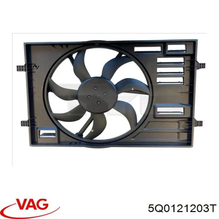 5Q0121203T VAG диффузор радиатора охлаждения, в сборе с мотором и крыльчаткой