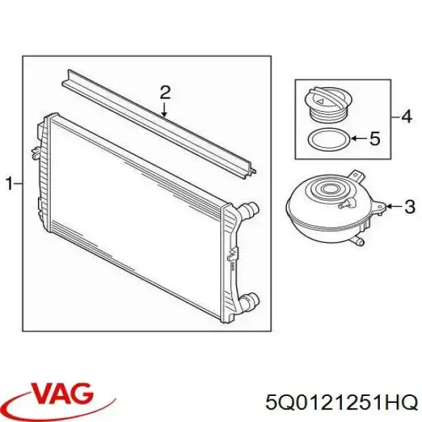 Радиатор охлаждения, дополнительный VAG 5Q0121251HQ