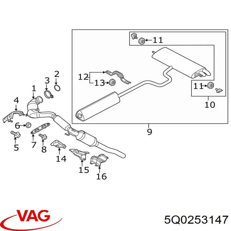 Подушка крепления глушителя VAG 5Q0253147 цена, от 3.80 USD