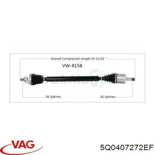Купить 5Q0407272EF VAG Вал приводной правый