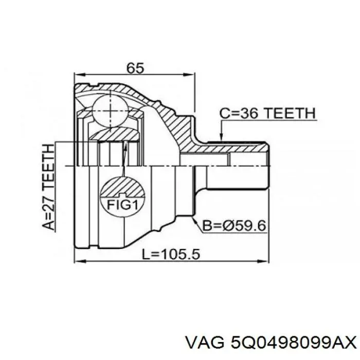 Junta homocinética externa dianteira Skoda Octavia IV A8 NX3, NN3, PV3