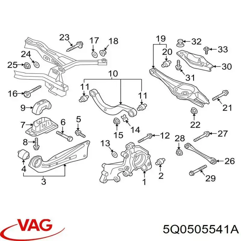 Bloque silencioso Trasero Brazo Trasero Delantero 5Q0505541A VAG