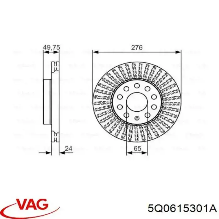 5Q0615301A VAG Диск тормозной передний