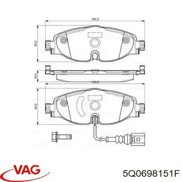 Передние тормозные колодки 5Q0698151F VAG