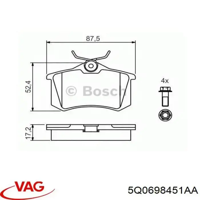 5Q0698451AA VAG Колодки тормозные дисковые комплект